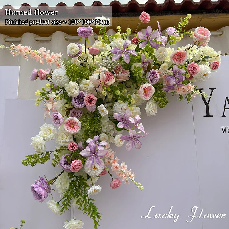 Outdoor Wedding Decoration Artificial Flowers Hanging Flower Row Road Leading Floor Flower Row Flower Ball Floral Backdrop Decor