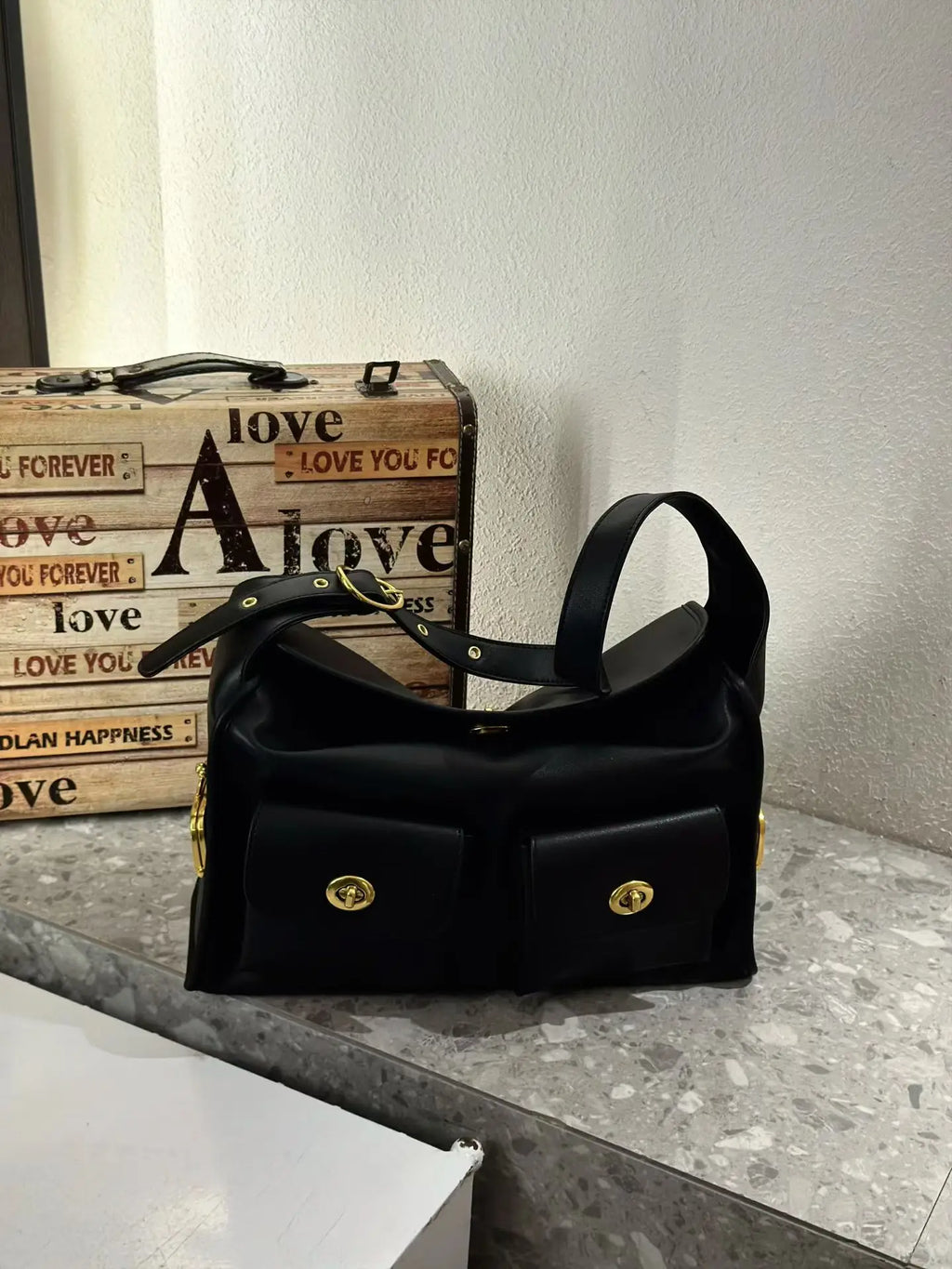 Vintage Style Shoulder Hand Bags Women Lady Soft Pu Leather Bags Big Capacity Zipper Closure Underarm Bag Multi Pocket Daily Bag