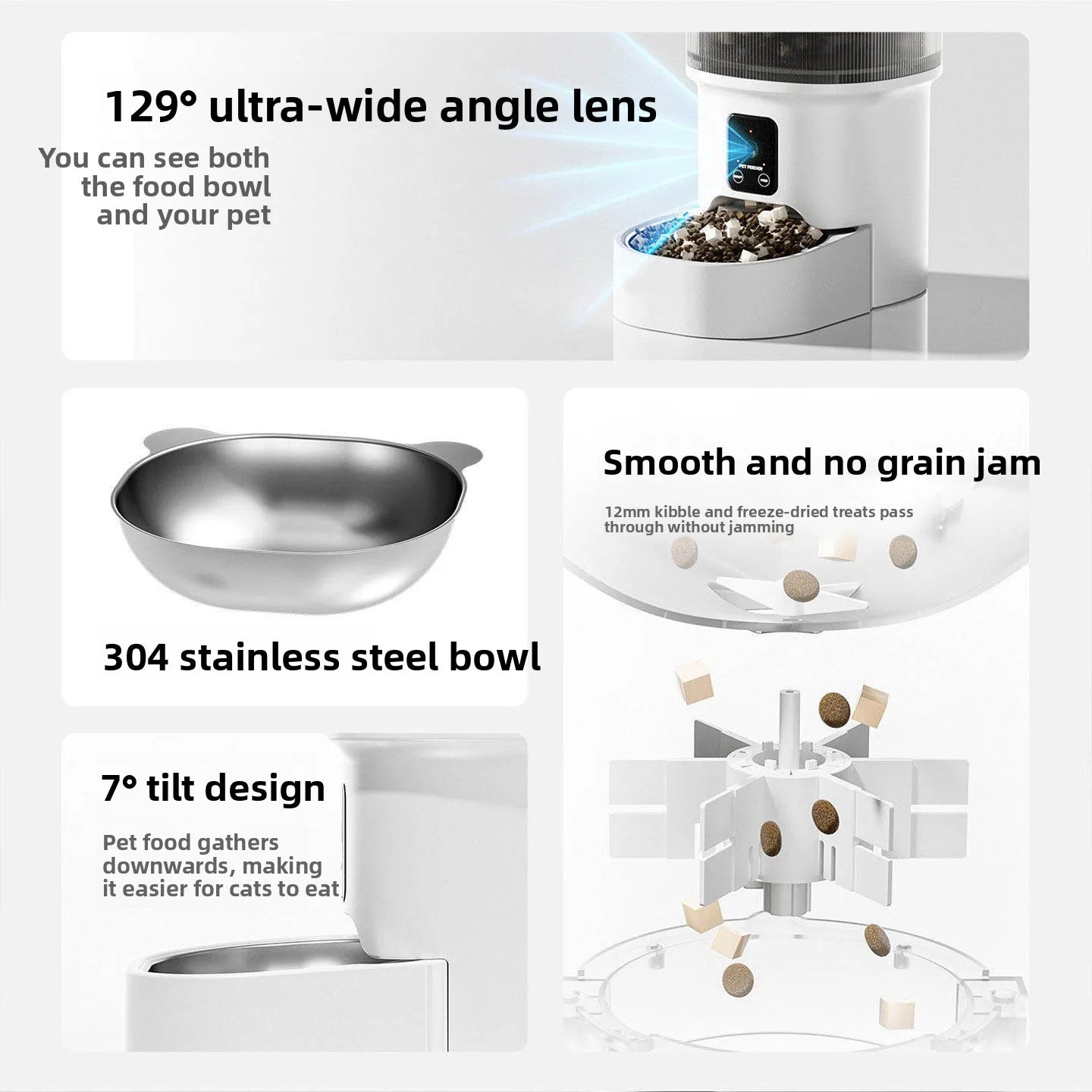 HD Video Automatic Pet Feeder for Cats Dogs 4L Smart Timed Quantitative Food Dispenser with Stainless Steel Bow Pet Supplies