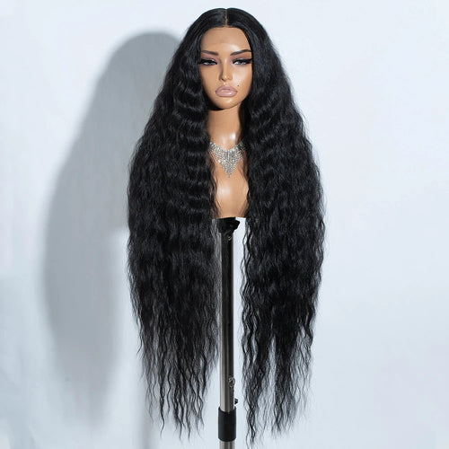 42-Inch Blonde Ombre Curly Lace Front Wig — Synthetic Cosplay Wig for Black Women