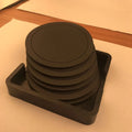 7pcs Non-slip Silicone Drinking Coaster Set Holder Cup Coaster Mat Set Black Round Silicone Mat Home Office Table Decor Cup Pad