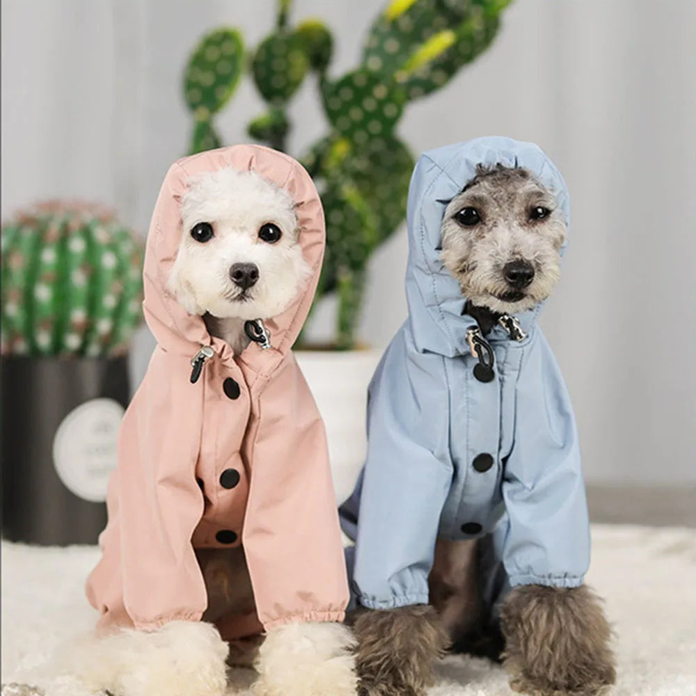 Dog Raincoat Waterproof Dog Rain Jacket with Reflective Strap and Leash Hole Rainy Day Pet Clothes Windproof Puppy Cat Rain Coat