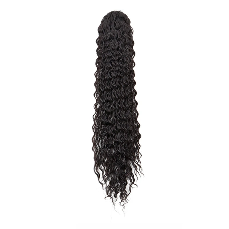 Synthetic Long Water Wave Curly Drawstring Ponytail Hair Extension Fashion Hairpiece for Women Daily Use Party