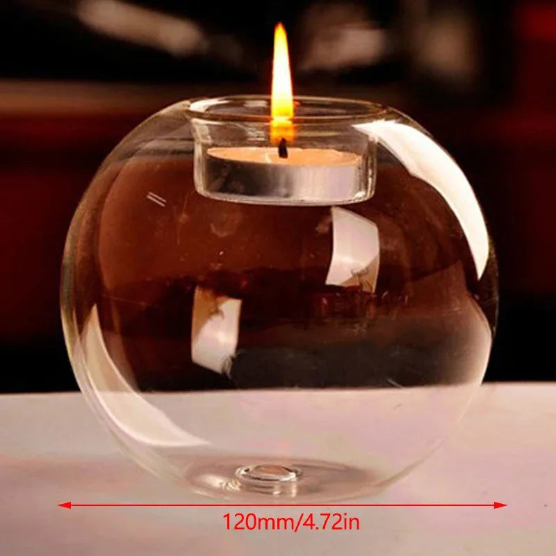Elegant Round Glass Candle Holders - European Style Centerpiece for Christmas, Halloween & Wedding Parties