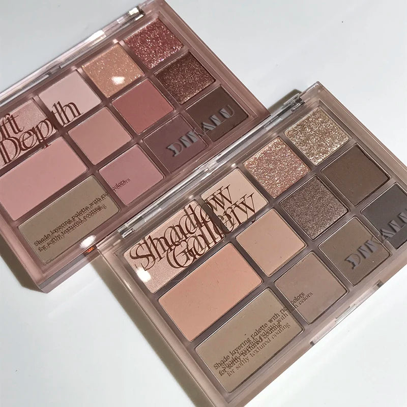 12Color Pink Brown Eye Shadow Tray Pearl Glitter Earth Matte Chocolate Eyeshadow Palette Korea Low Saturation Eye Pigment Makeup