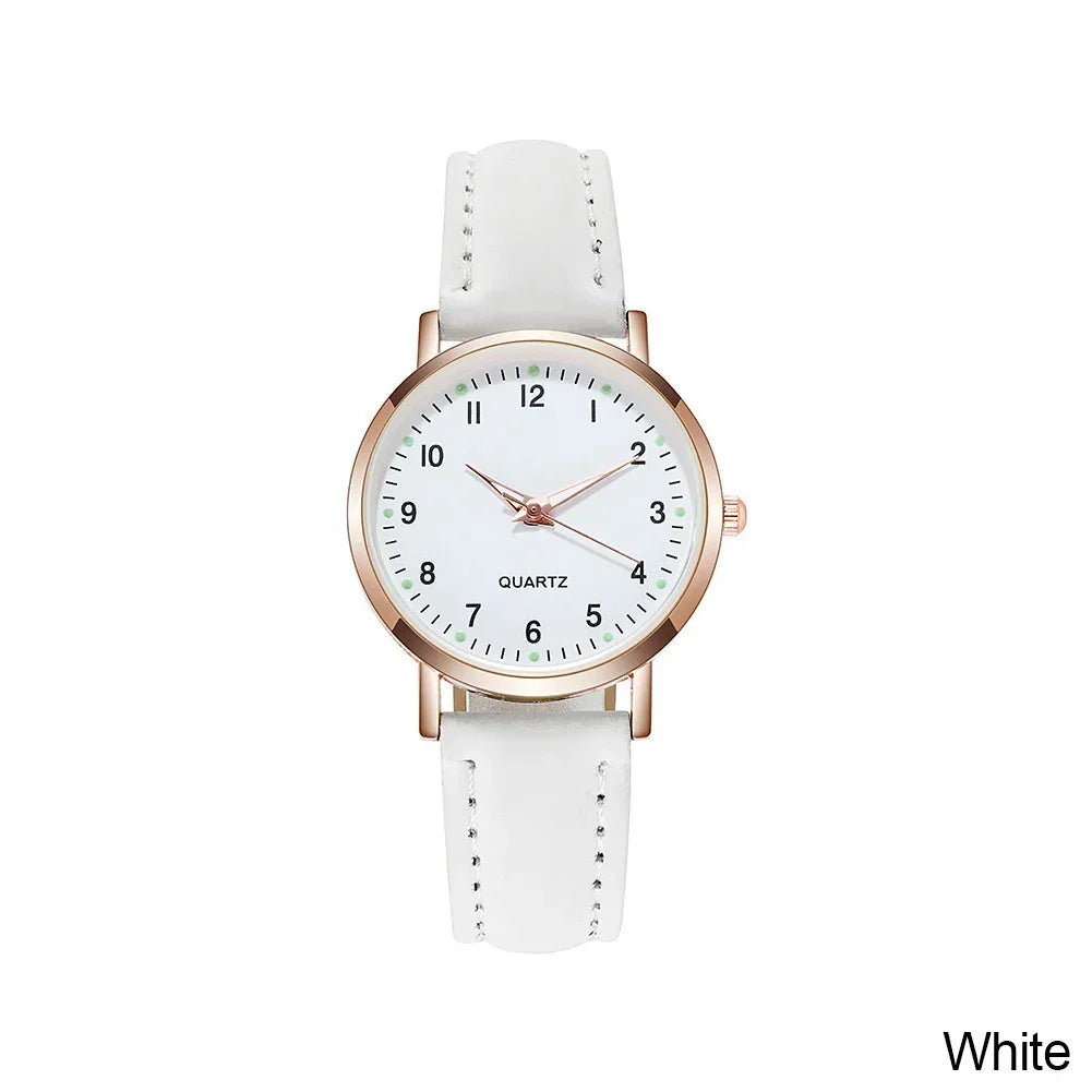 Women Watches Luminous Simple Vintage Small Watch Leather Strap Casual Sports Wrist Clock Dress Wristwatches Reloj Mujer
