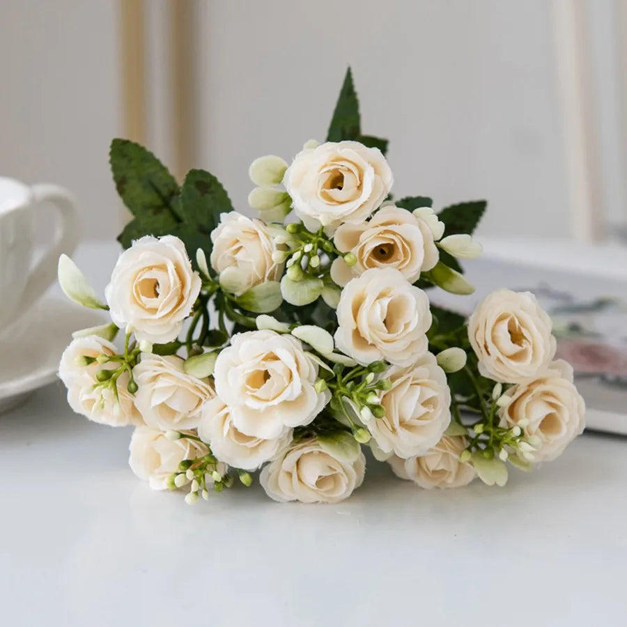 Artificial Flowers Silk Rose Wedding Bridal Bouquet Home Table Outdoor Garden Archway Ultraviolet Proof DIY Gift Room Decoration