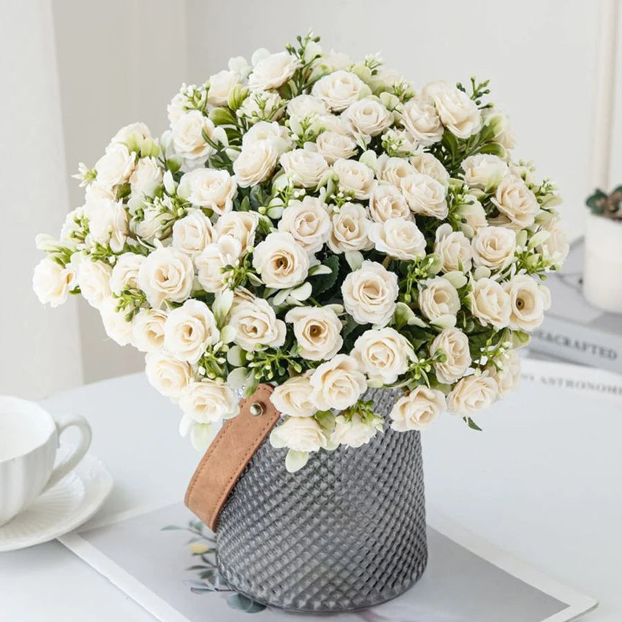 Artificial Flowers Silk Rose Wedding Bridal Bouquet Home Table Outdoor Garden Archway Ultraviolet Proof DIY Gift Room Decoration