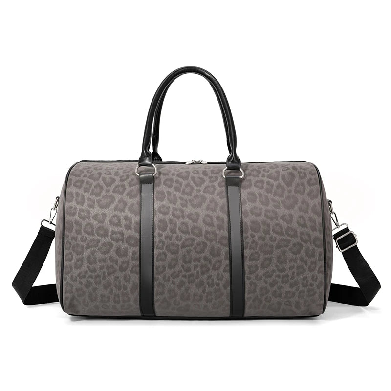 Leopard Print Duffle Weekender Bag Large Carry on Travel Bag Adjustable Strap Sports Gym Overnight Handbag for Men Women