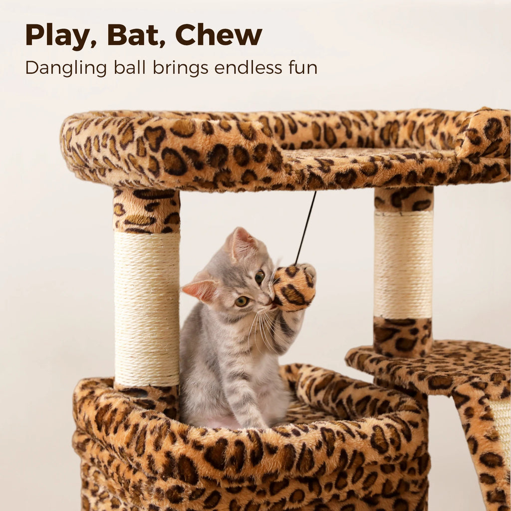 Small Cat Tree for Indoor Cat Tower with Sisal Scratching Post and Pad Wide Top Perch Large Cat Condo Cat Scratchers Cat Toys