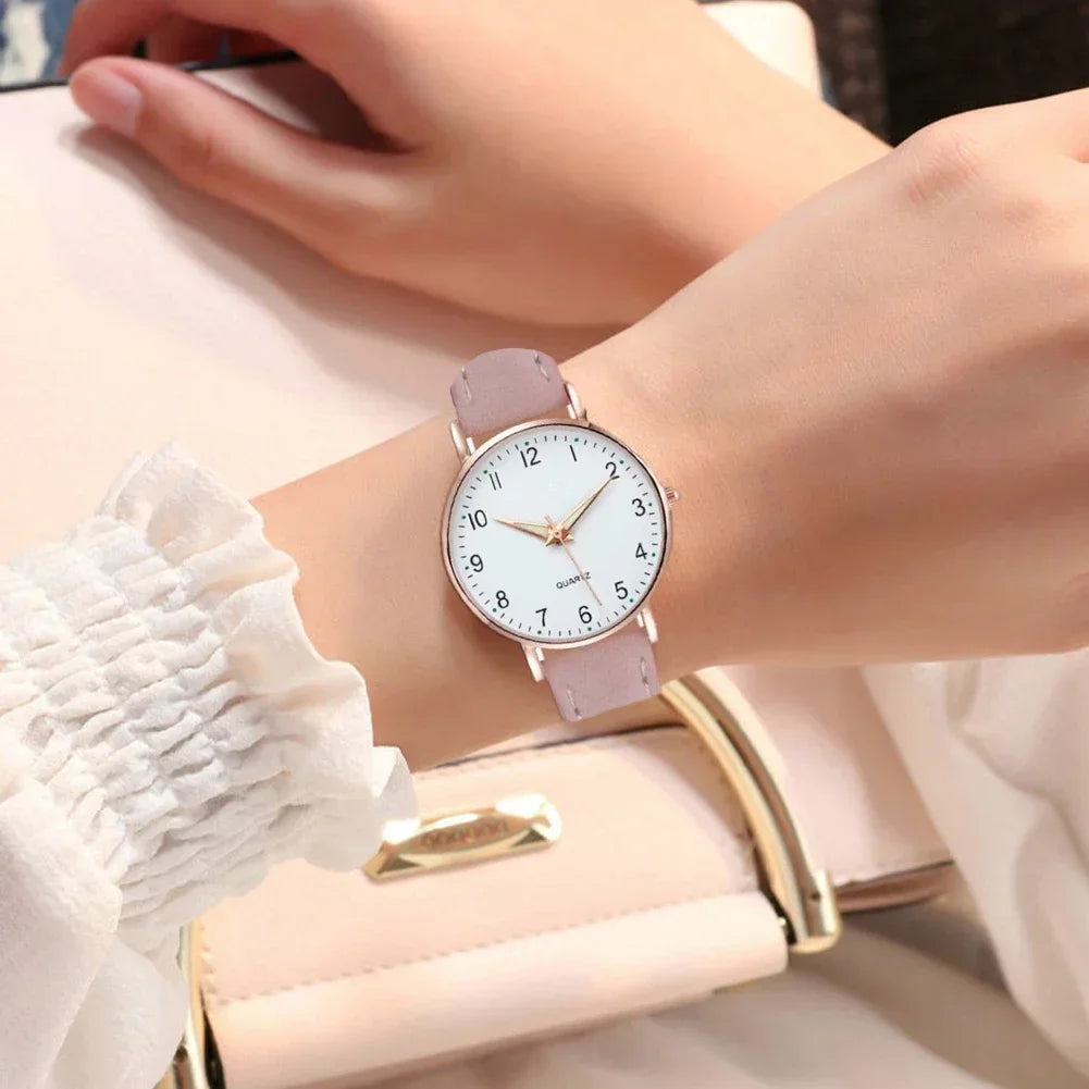 Women Watches Luminous Simple Vintage Small Watch Leather Strap Casual Sports Wrist Clock Dress Wristwatches Reloj Mujer