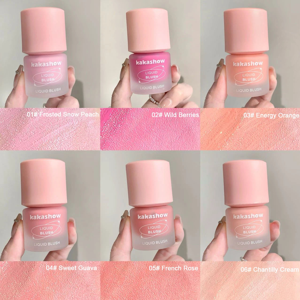 Vitality Six Colors Liquid Blush Moisturizing Watery Long-Lasting Makeup Easy to Smudge Cheek Rouge For Natural Flawless Look