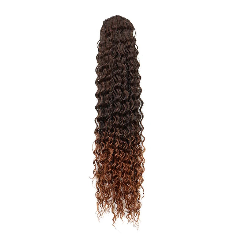Synthetic Long Water Wave Curly Drawstring Ponytail Hair Extension Fashion Hairpiece for Women Daily Use Party