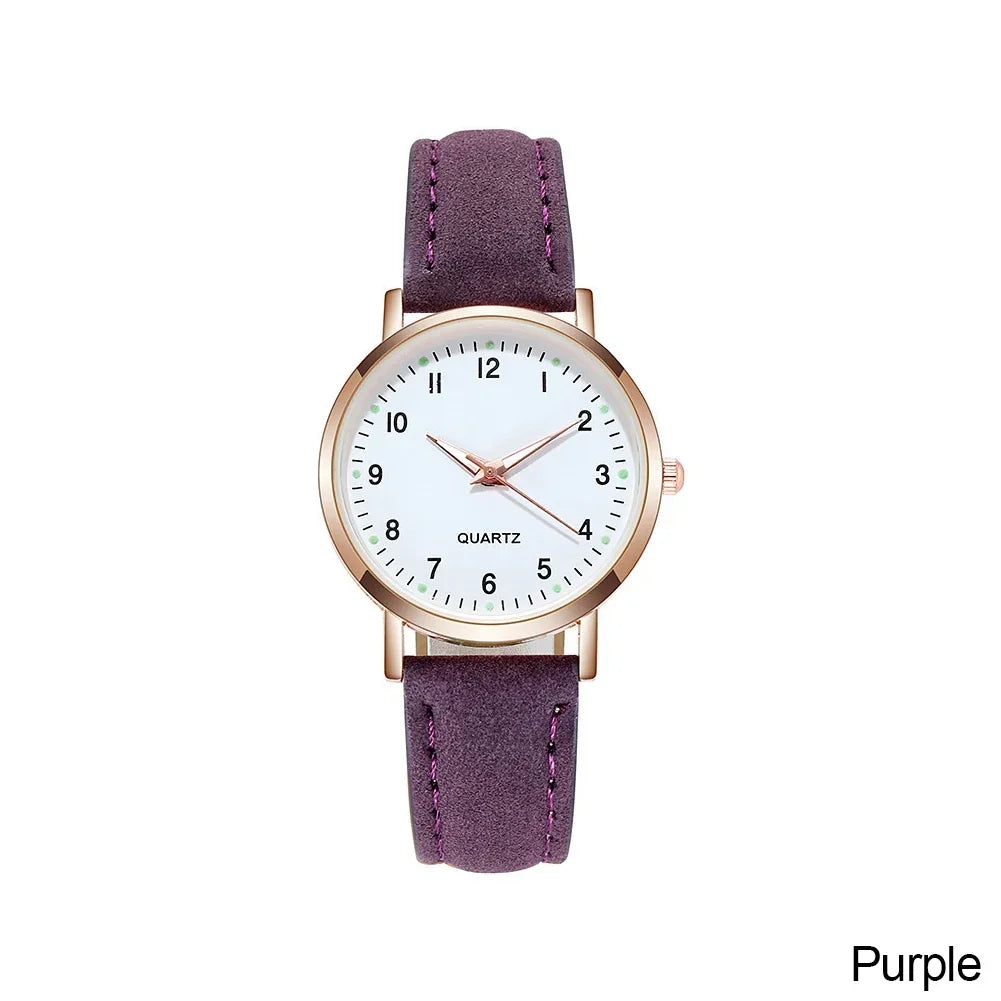 Women Watches Luminous Simple Vintage Small Watch Leather Strap Casual Sports Wrist Clock Dress Wristwatches Reloj Mujer
