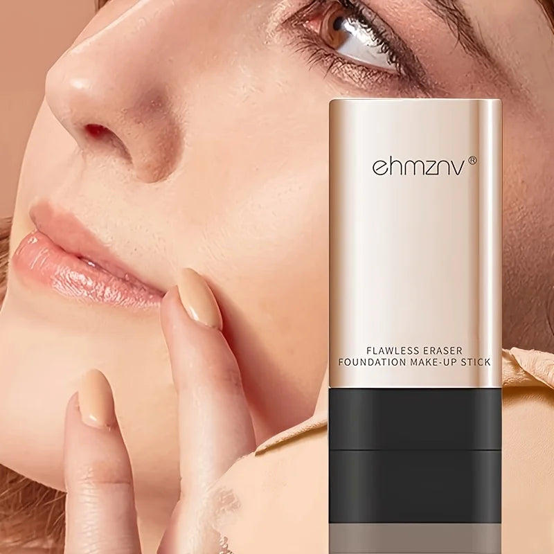 Watery Double-Headed Foundation Stick with Brush, Natural Long-Lasting Flawless Makeup For Facial Concealer Cosmetics