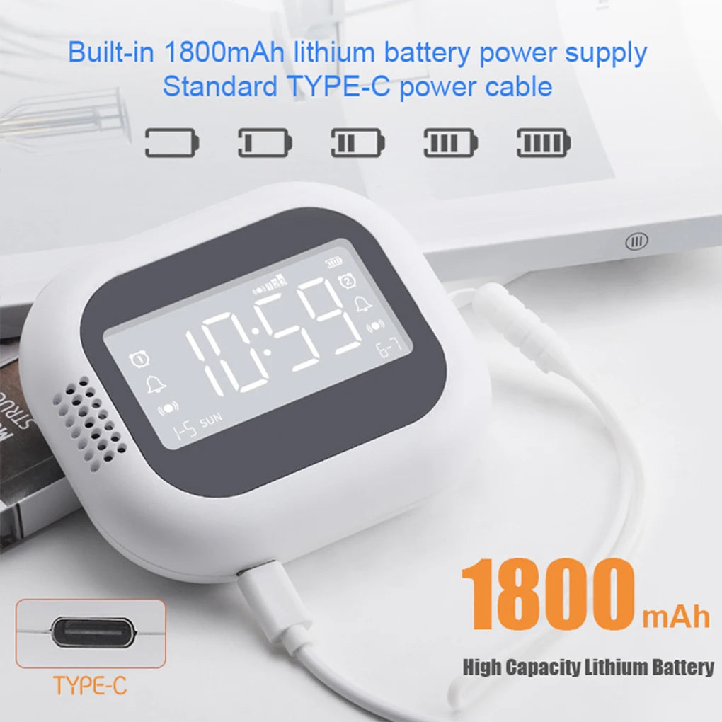 Multifunctional Vibration Alarm Clock Rechargeable LED Display Electronic Clock White Noise Student Strong Wake-up Artifact