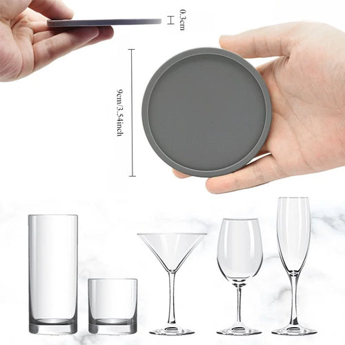7-Piece Non-Slip Silicone Coaster Set — Round Cup Mat Holder for Home & Office Table Decor