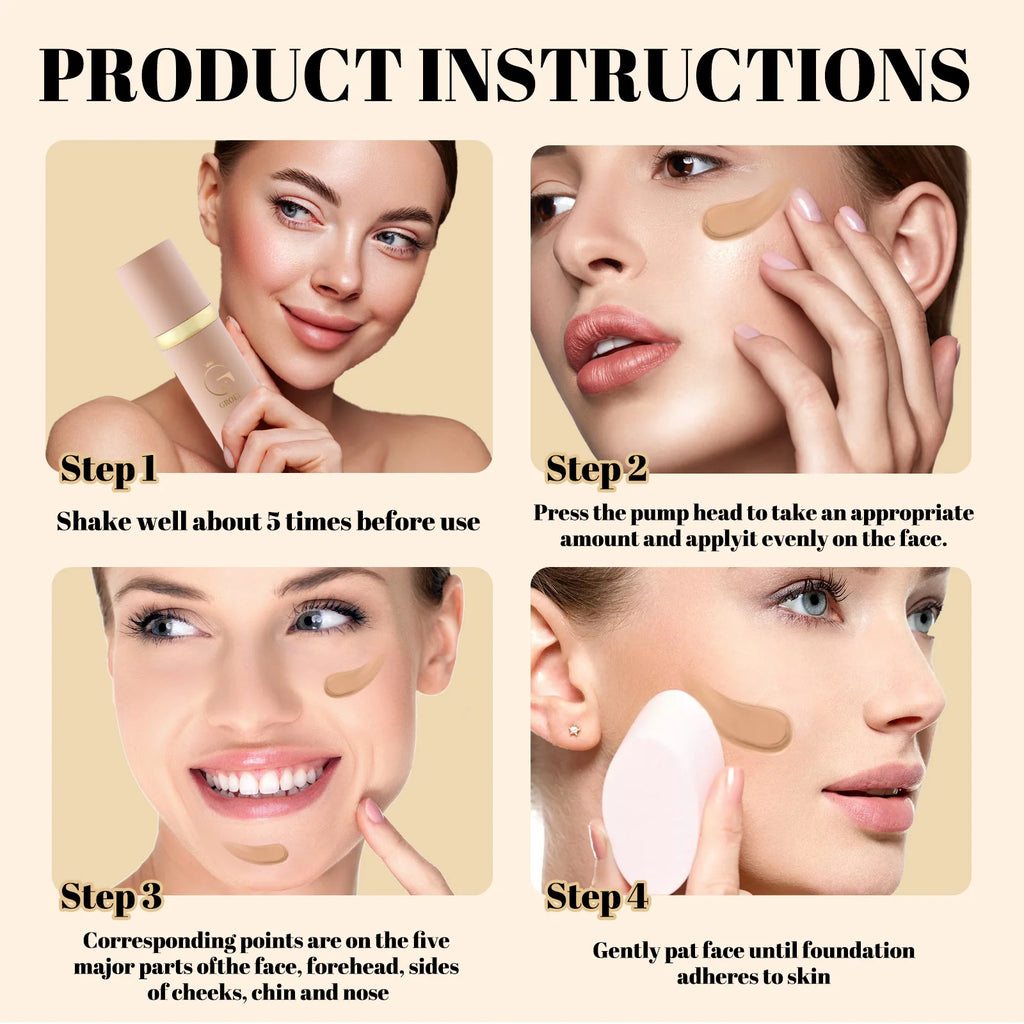 4-in-1 Korean Foundation Serum — SPF 50, Full Coverage, Hydrating & Concealing