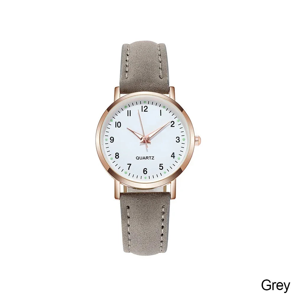 Women Watches Luminous Simple Vintage Small Watch Leather Strap Casual Sports Wrist Clock Dress Wristwatches Reloj Mujer