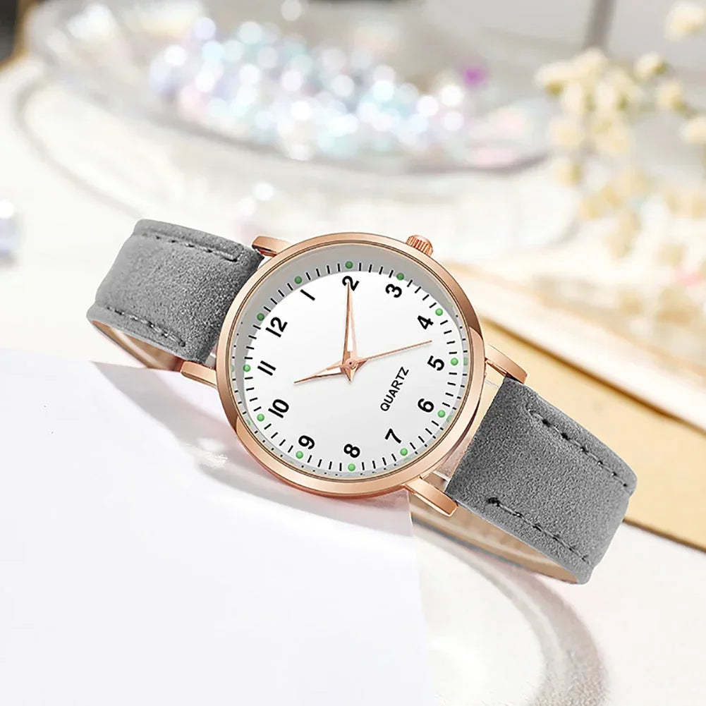 Women Watches Luminous Simple Vintage Small Watch Leather Strap Casual Sports Wrist Clock Dress Wristwatches Reloj Mujer