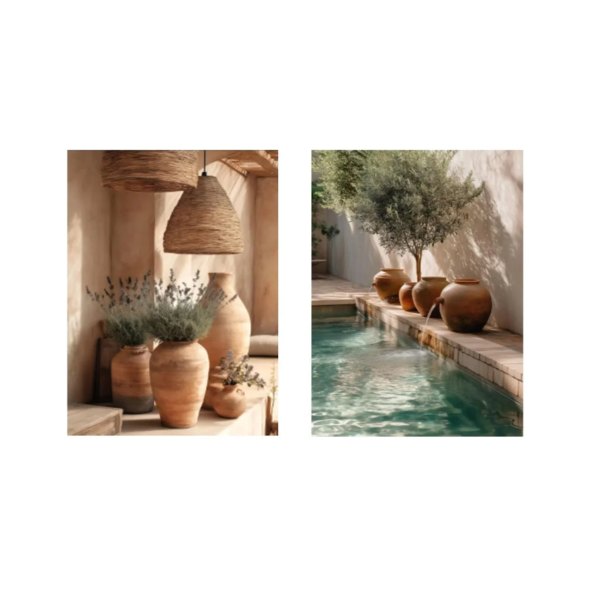 2pcs/set Neutral Olive Tree Shadow Vase Canvas Print Poster Retro Botanical Landscape Art Print Home Decor Art Poster Gifts