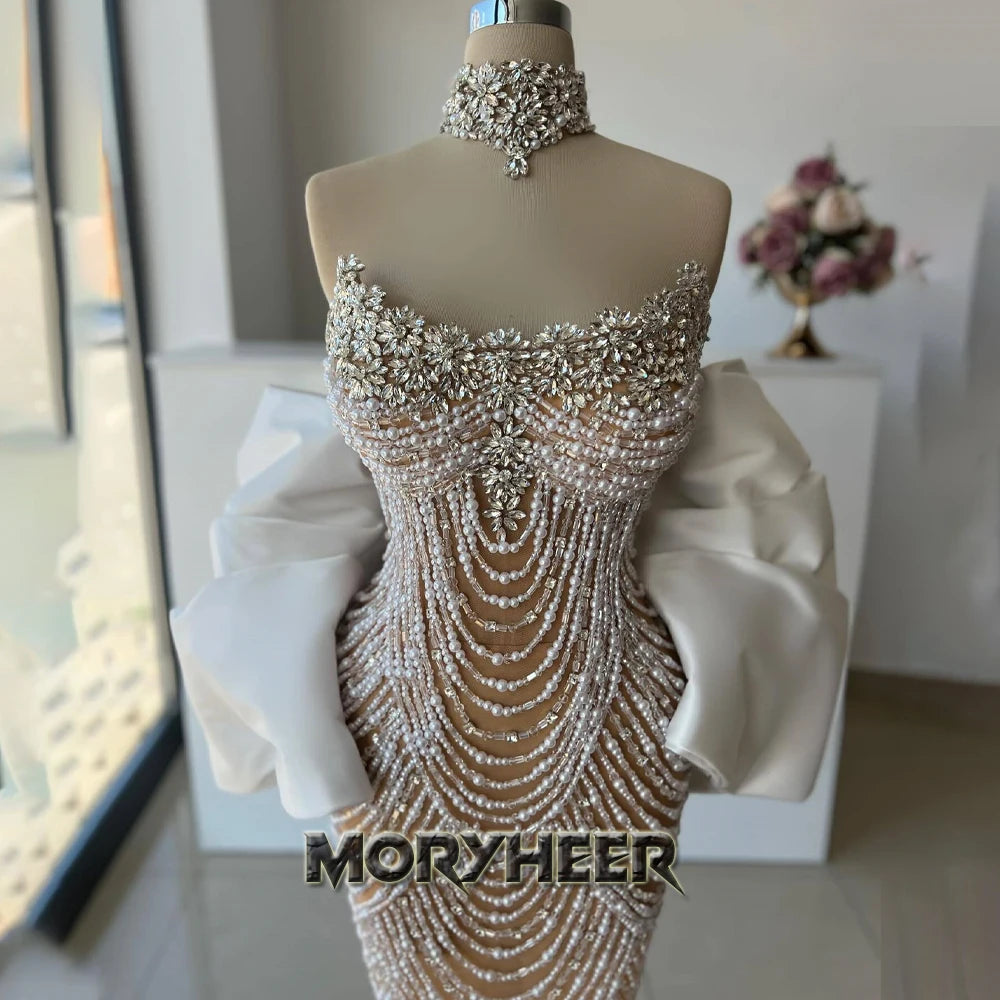Rhinestone Beading Evening Gown — Scoop Neck Cape, Mermaid Pageant Dress, Custom Plus Size