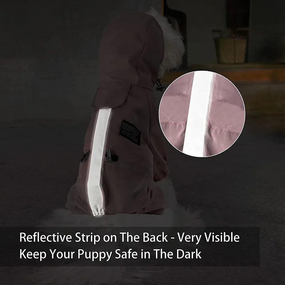 Dog Raincoat Waterproof Dog Rain Jacket with Reflective Strap and Leash Hole Rainy Day Pet Clothes Windproof Puppy Cat Rain Coat