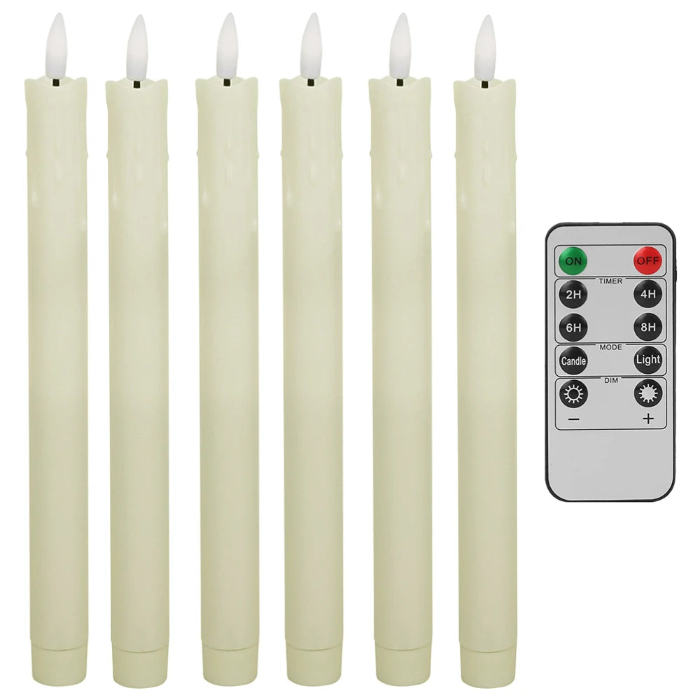 LED Flameless Taper Candles Flickering with 10-Key Remote 11" Battery Operated Ivory Candlesticks Christmas Home Wedding Decor