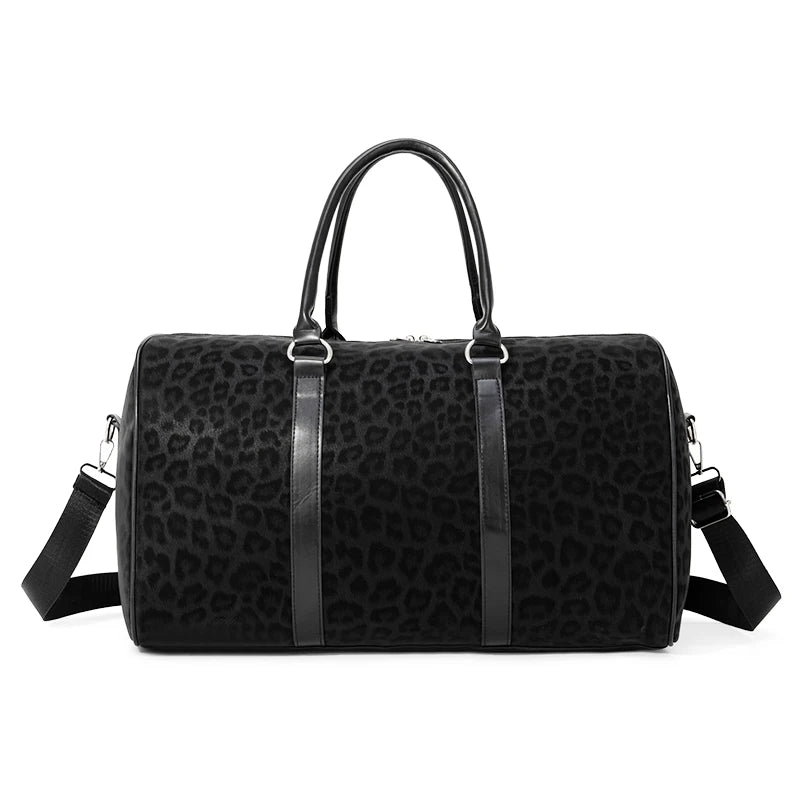 Leopard Print Duffle Weekender Bag Large Carry on Travel Bag Adjustable Strap Sports Gym Overnight Handbag for Men Women