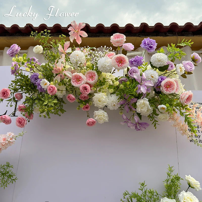 Outdoor Wedding Decoration Artificial Flowers Hanging Flower Row Road Leading Floor Flower Row Flower Ball Floral Backdrop Decor