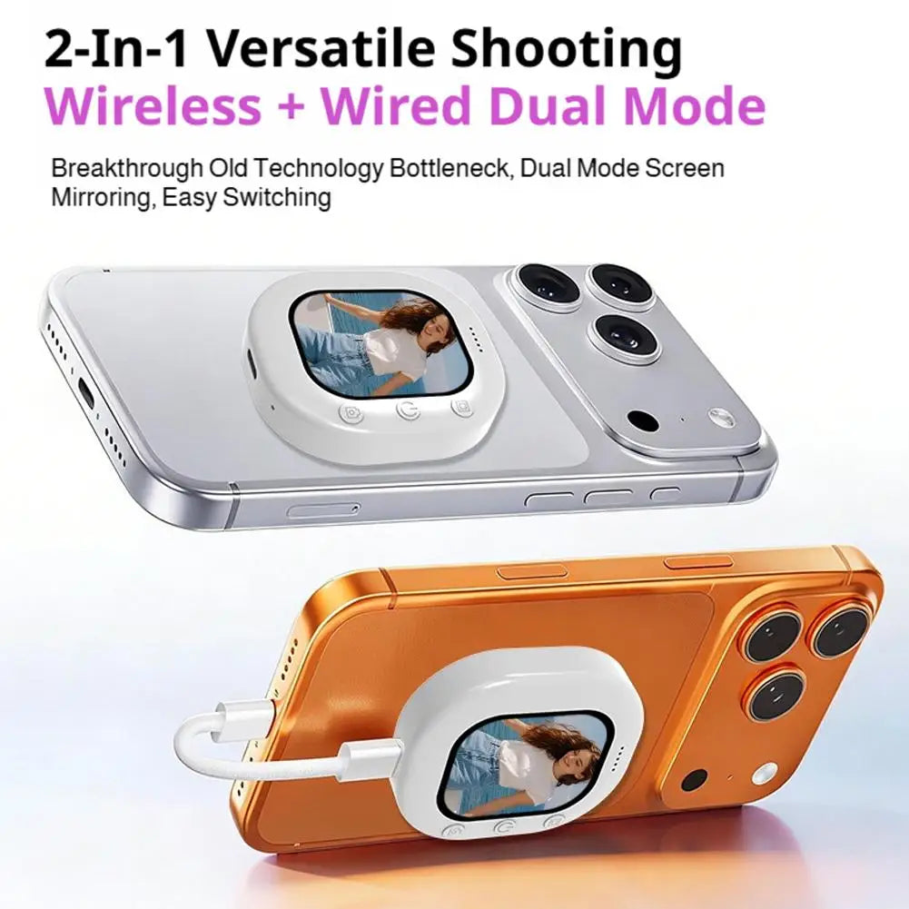 Selfie Monitor Screen Phone Holder — Magnetic Clip, Rear Camera Vlog & Video Tool