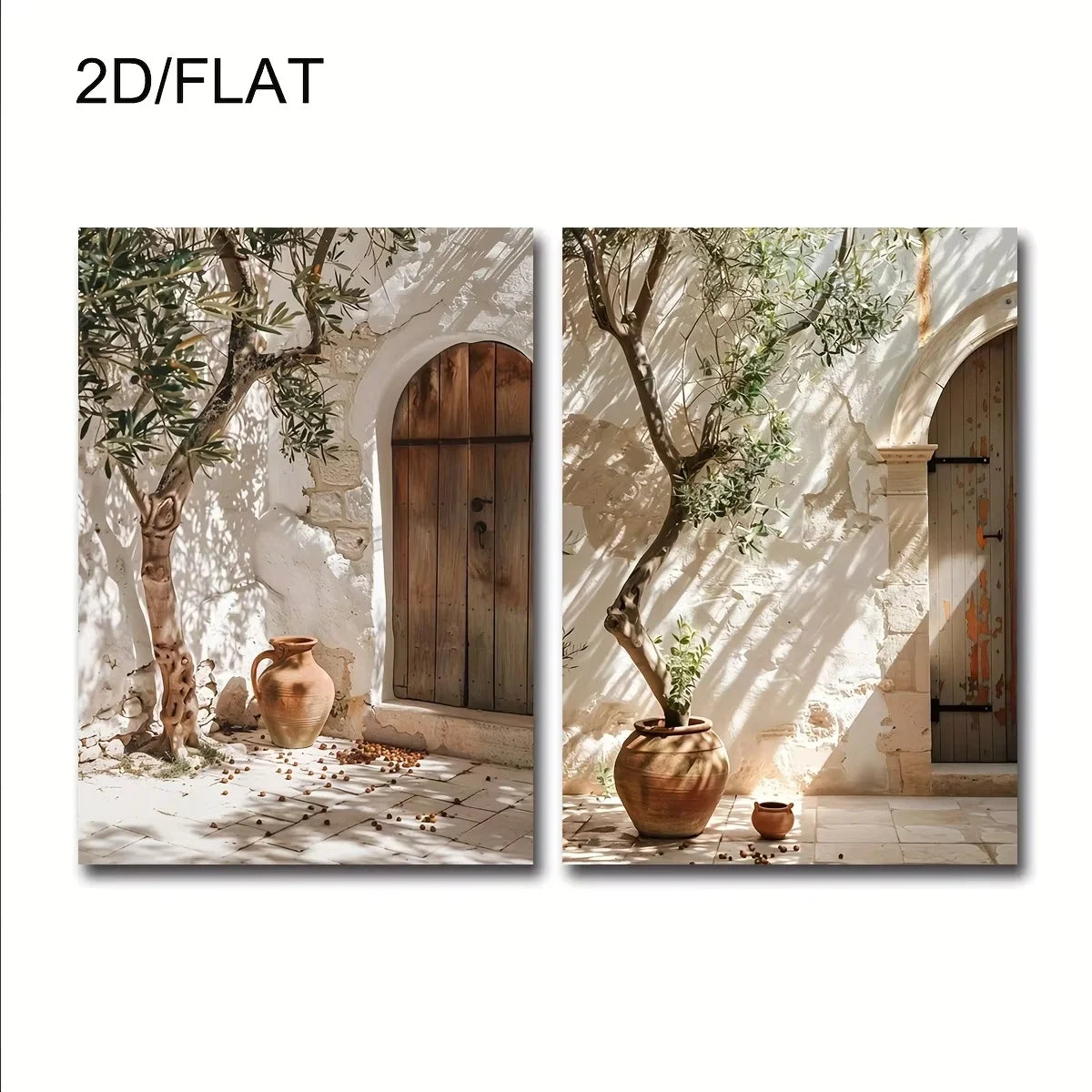 2pcs/set Neutral Olive Tree Shadow Vase Canvas Print Poster Retro Botanical Landscape Art Print Home Decor Art Poster Gifts