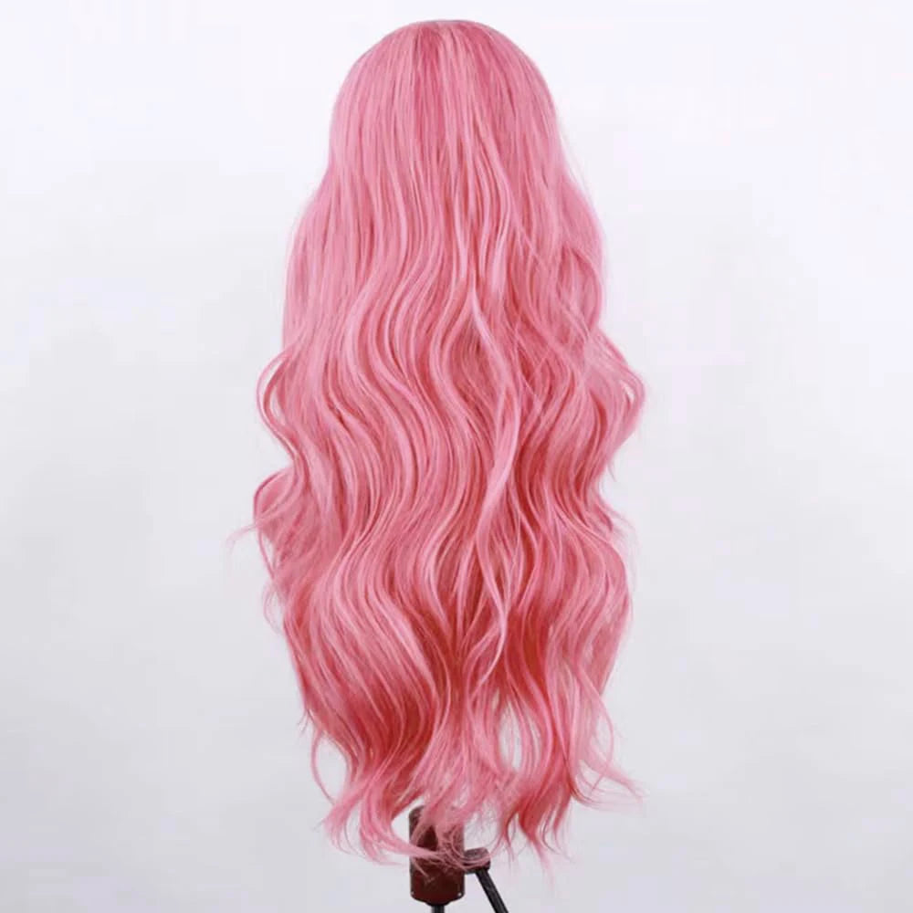 Synthetic Frontal Lace Wig Body Wave Lace Wig for Women Pink Wig Heat Resistant Hair Long Wave Wig Pastel Pink Daily Use Cosplay