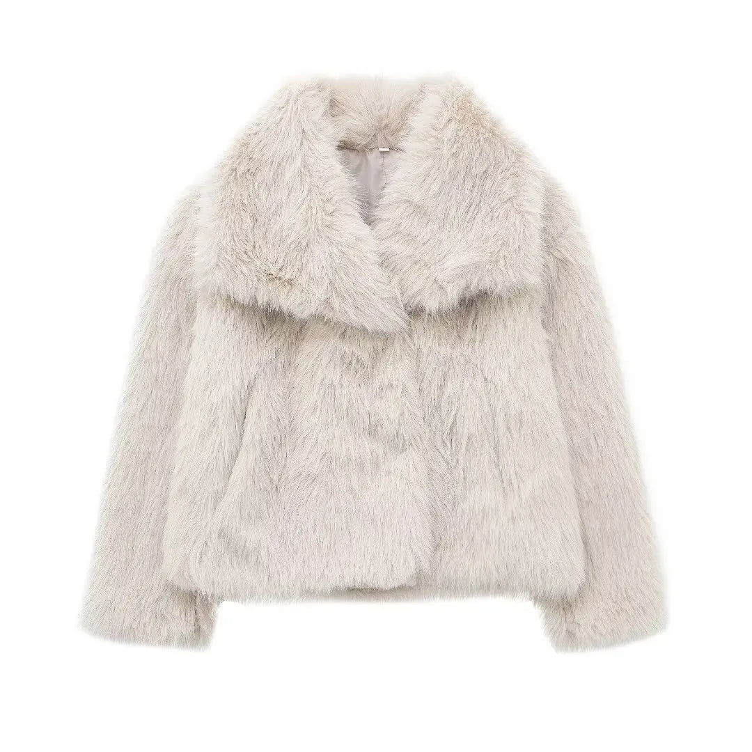 KONDALA Elegant Fur Coat Women Fall Winter Fashion Warm Faux Fur Brown Coat 2025 New Fashion Vintage Casual Female Jacket Coat