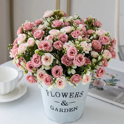 Artificial Flowers Silk Rose Wedding Bridal Bouquet Home Table Outdoor Garden Archway Ultraviolet Proof DIY Gift Room Decoration