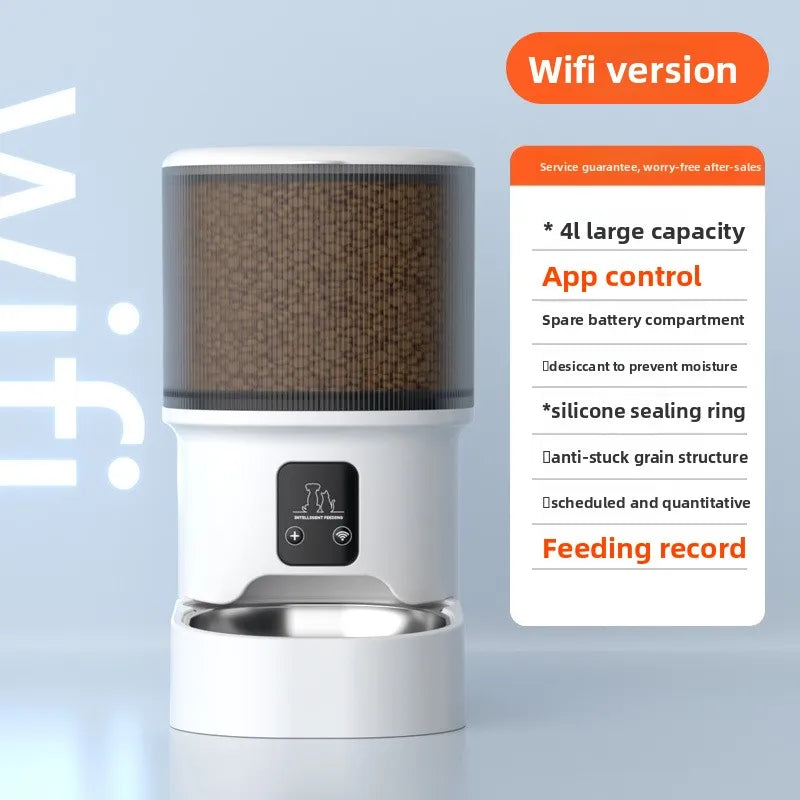 HD Video Automatic Pet Feeder for Cats Dogs 4L Smart Timed Quantitative Food Dispenser with Stainless Steel Bow Pet Supplies