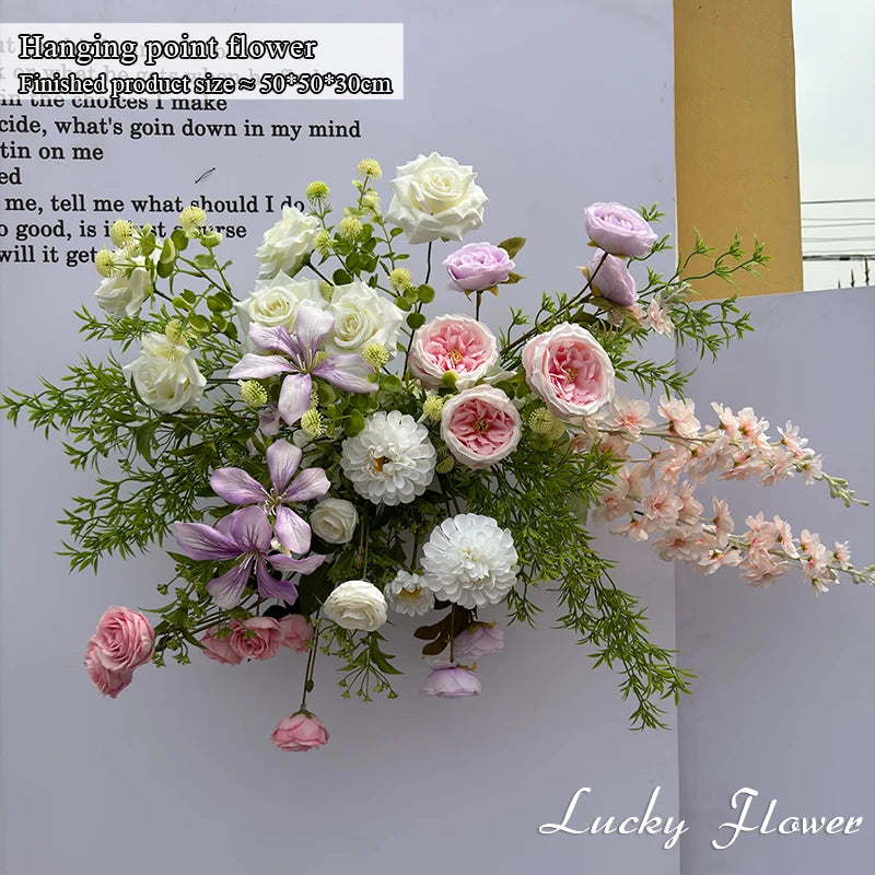 Outdoor Wedding Decoration Artificial Flowers Hanging Flower Row Road Leading Floor Flower Row Flower Ball Floral Backdrop Decor