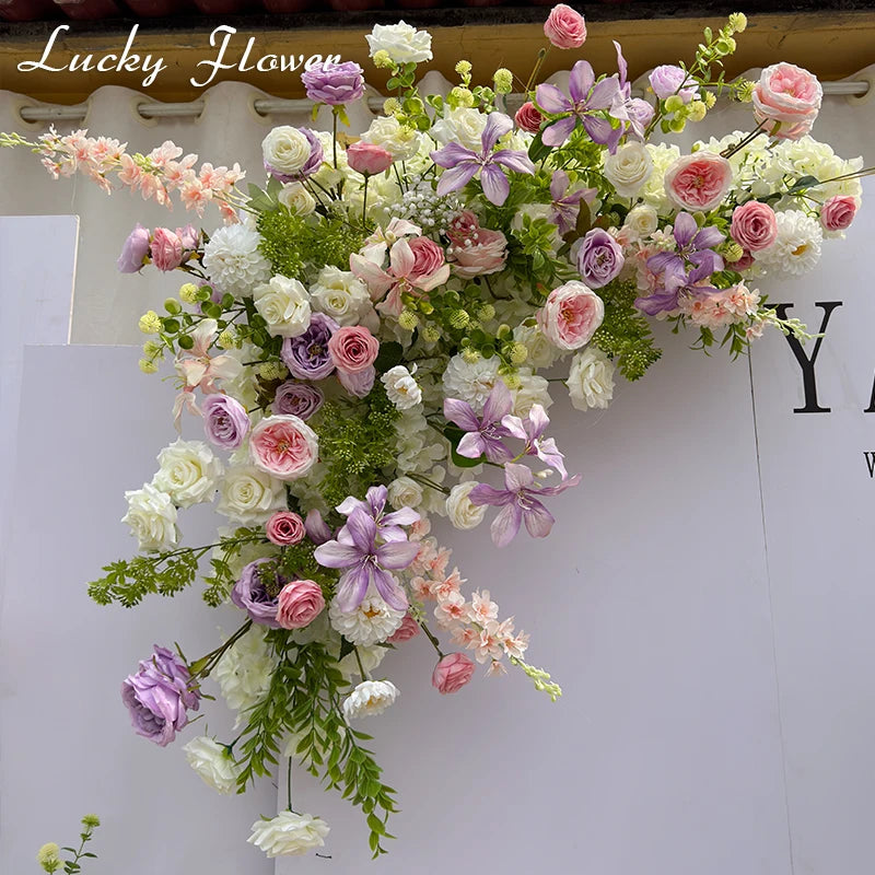 Outdoor Wedding Decoration Artificial Flowers Hanging Flower Row Road Leading Floor Flower Row Flower Ball Floral Backdrop Decor