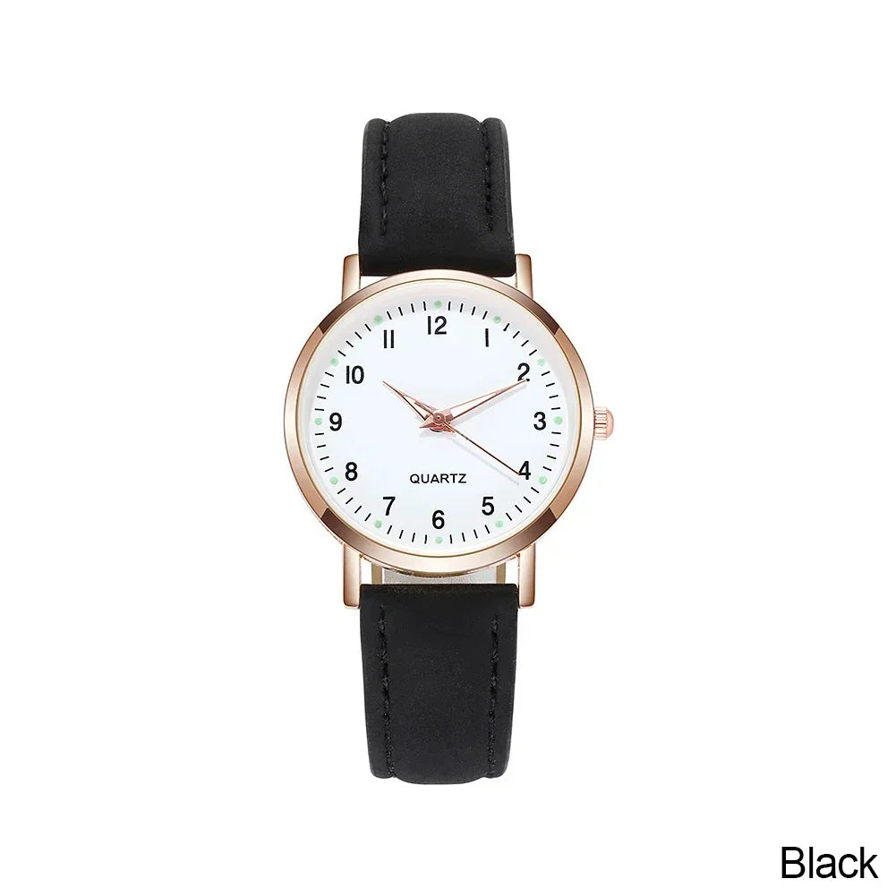 Women Watches Luminous Simple Vintage Small Watch Leather Strap Casual Sports Wrist Clock Dress Wristwatches Reloj Mujer