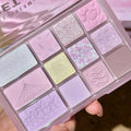 12-Color Pink Brown Eyeshadow Palette — Pearl Glitter, Matte & Earth Tones, Korean Makeup