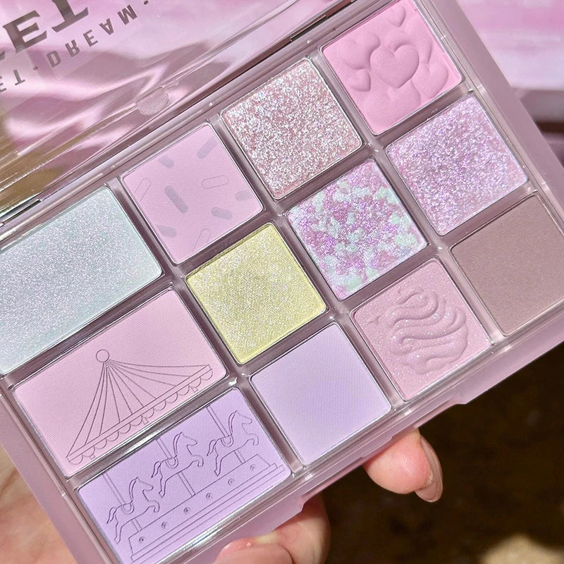 12Color Pink Brown Eye Shadow Tray Pearl Glitter Earth Matte Chocolate Eyeshadow Palette Korea Low Saturation Eye Pigment Makeup
