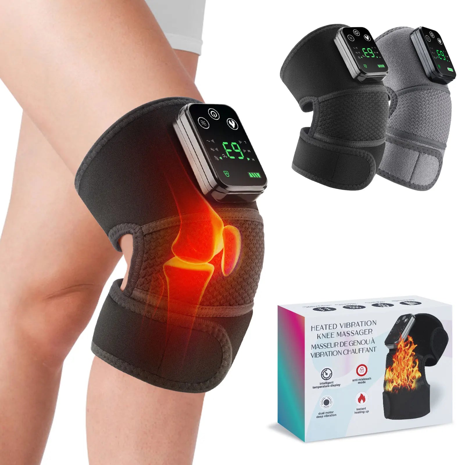 1/2 PCS 3 in1 Electric Heated Vibration Knee Massage Pad Massager Shoulder Elbow Knee Hot Compress Thermal Joint Brace Muscle Relaxation