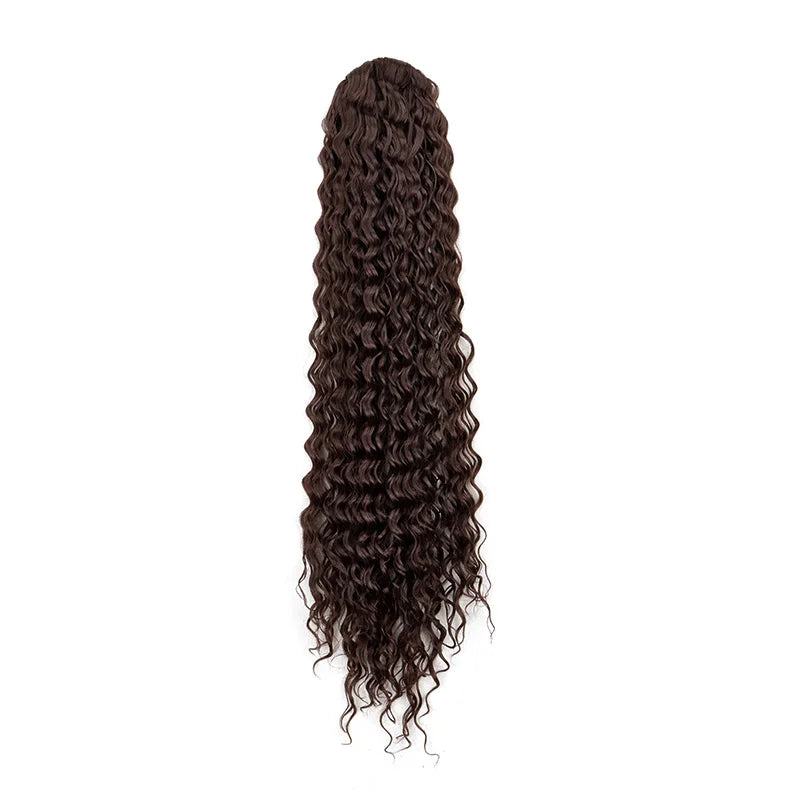Synthetic Long Water Wave Curly Drawstring Ponytail Hair Extension Fashion Hairpiece for Women Daily Use Party