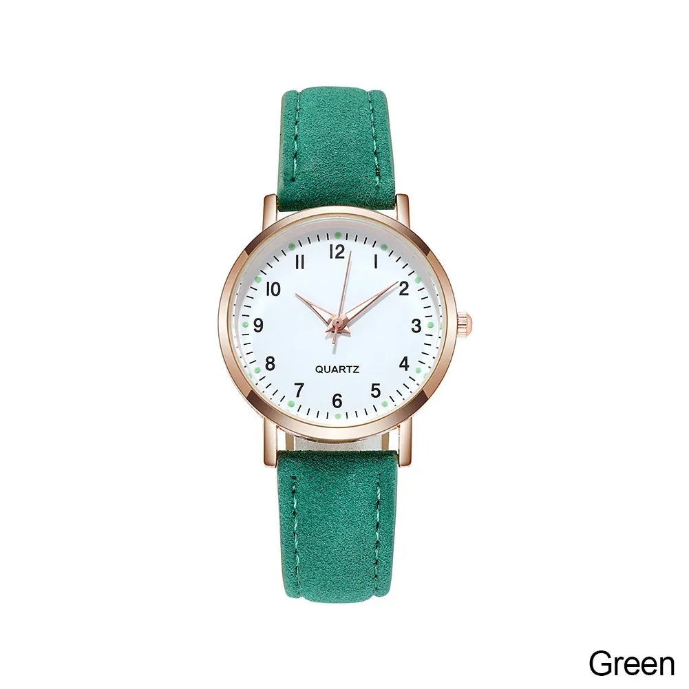 Women Watches Luminous Simple Vintage Small Watch Leather Strap Casual Sports Wrist Clock Dress Wristwatches Reloj Mujer