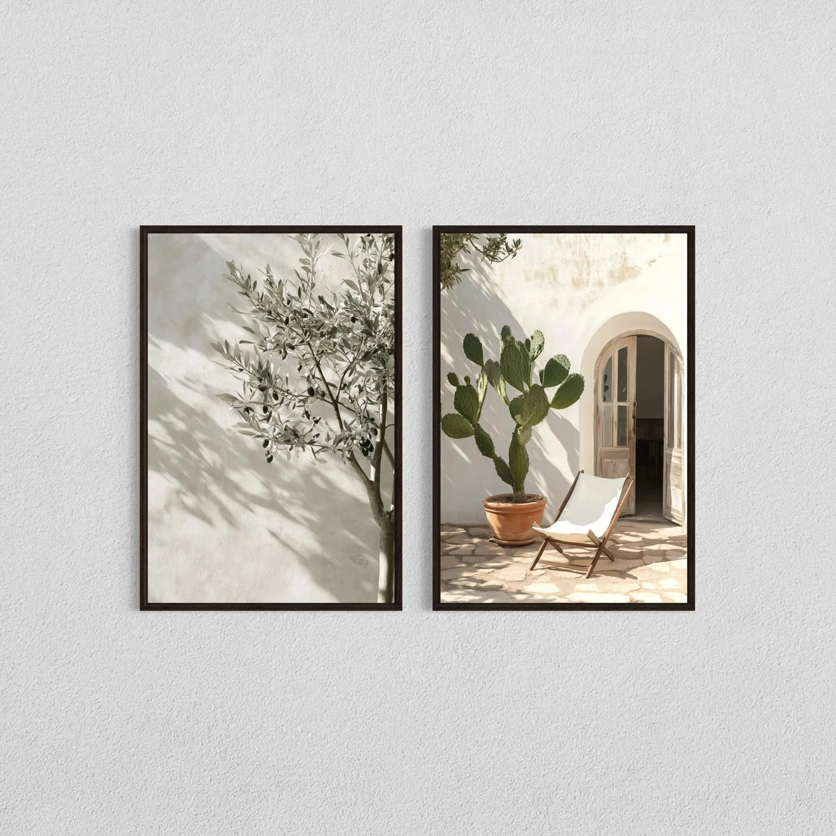2pcs/set Neutral Olive Tree Shadow Vase Canvas Print Poster Retro Botanical Landscape Art Print Home Decor Art Poster Gifts