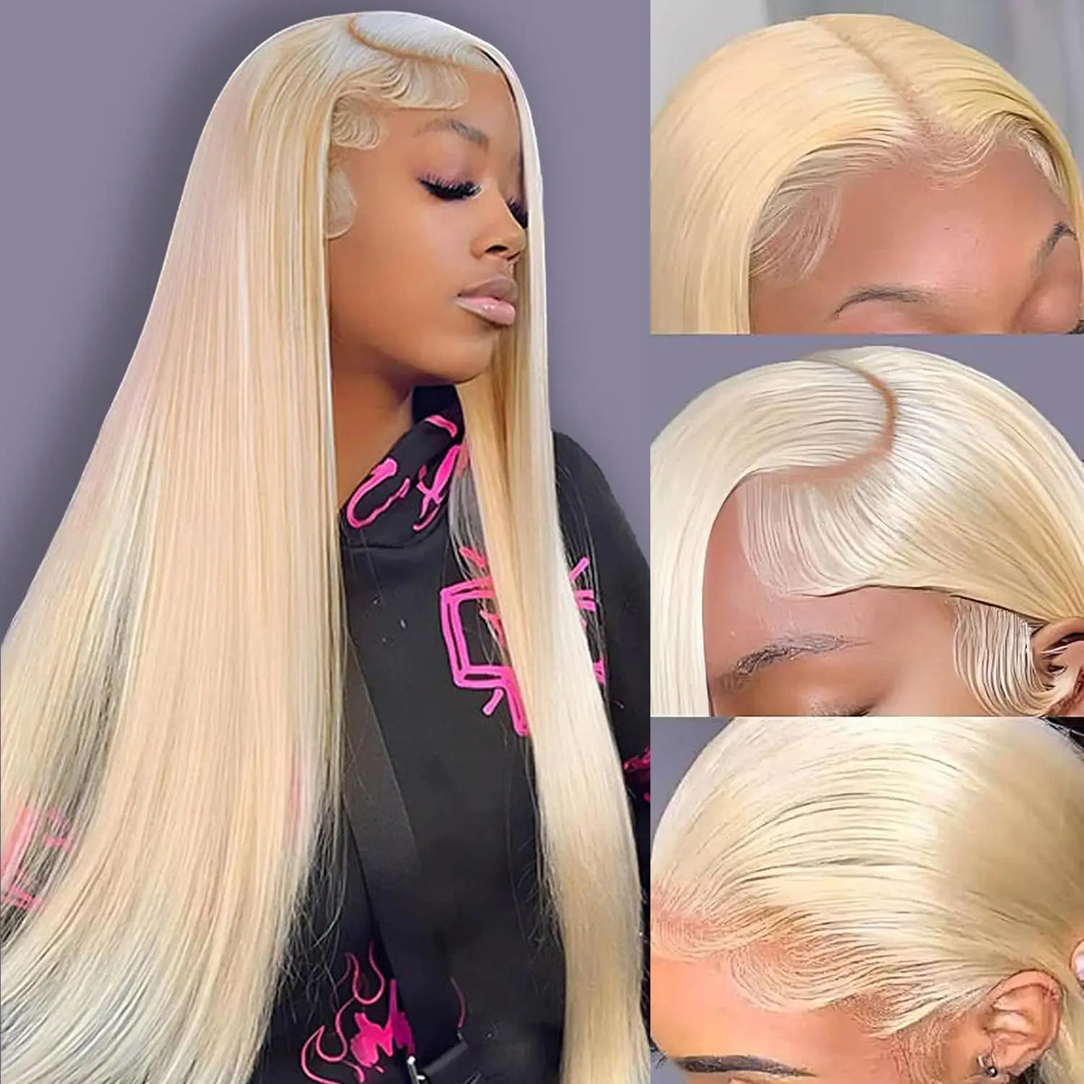 613 Blonde Human Hair Wig — HD Transparent Lace Front, 13x4 / 13x6 / 360, 180-250% Density