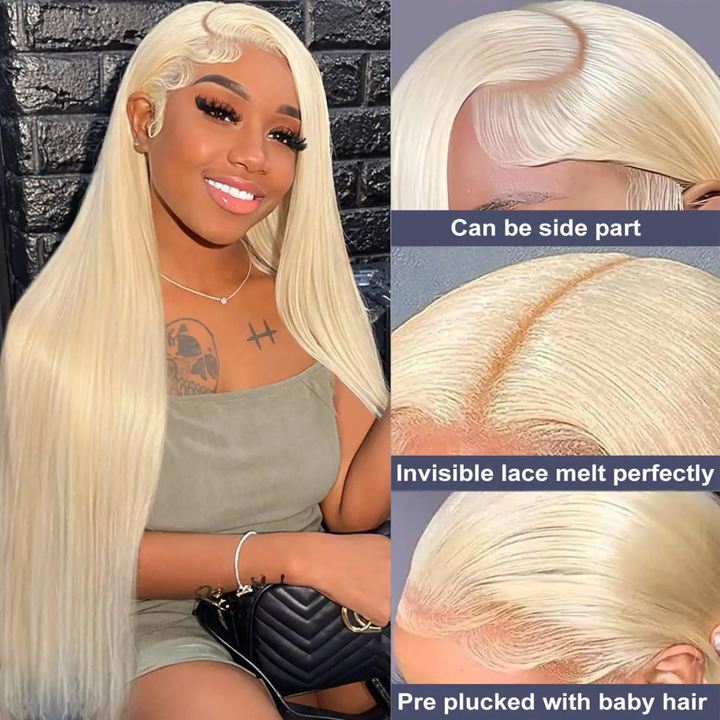 613 Blonde Human Hair Wig — HD Transparent Lace Front, 13x4 / 13x6 / 360, 180-250% Density